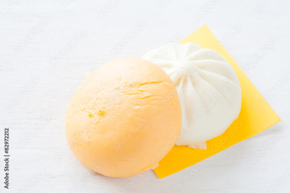 Traditional chinese cuisine steamed bun  on white background