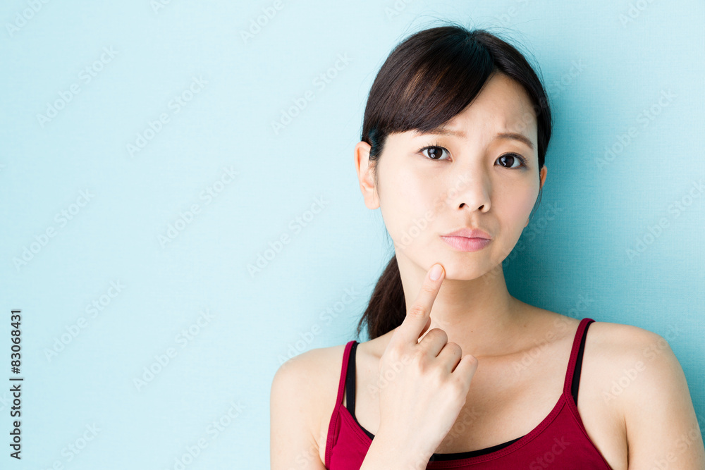 attractive asian woman beauty image on blue background