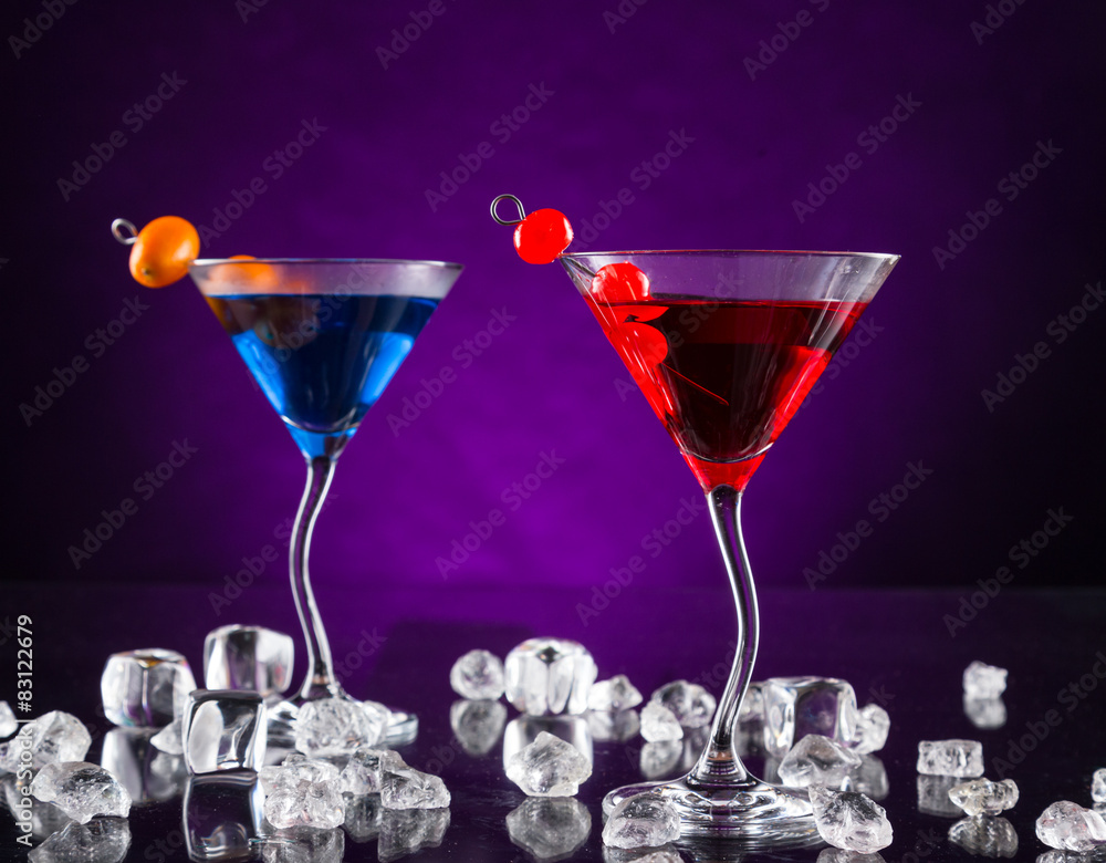 Martini drinks served on glass table