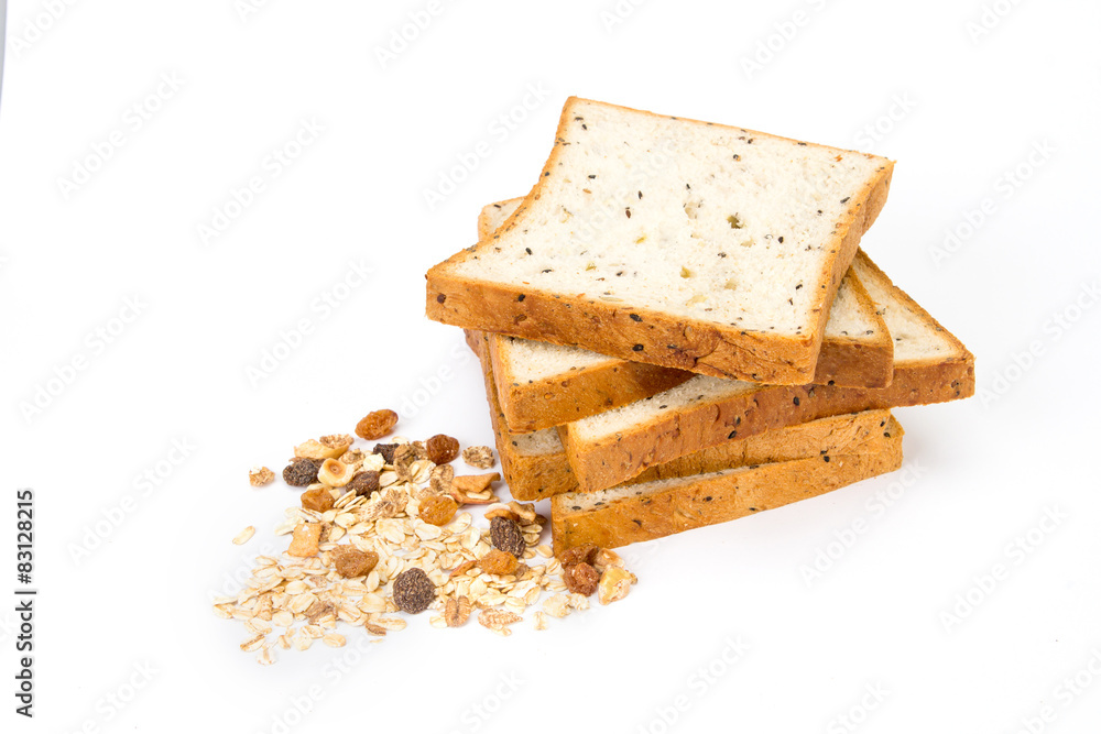 cereal and black sesame bread with whole grain cereal flakes whi