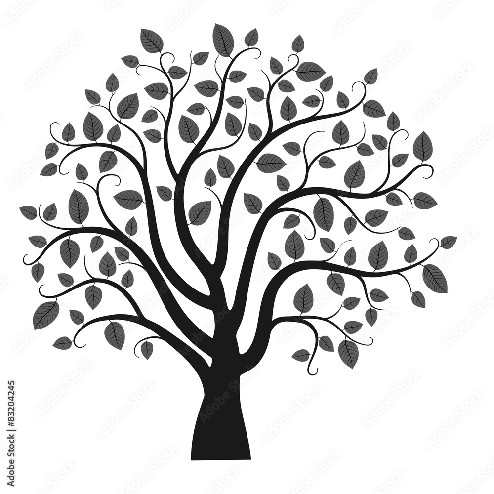 Vector tree silhouette isolated on white background