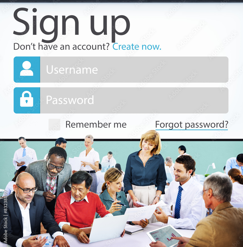 Sign Up Usename Password Log In Protection Concept