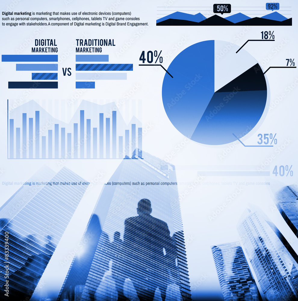 数字营销图表统计分析金融市场概念