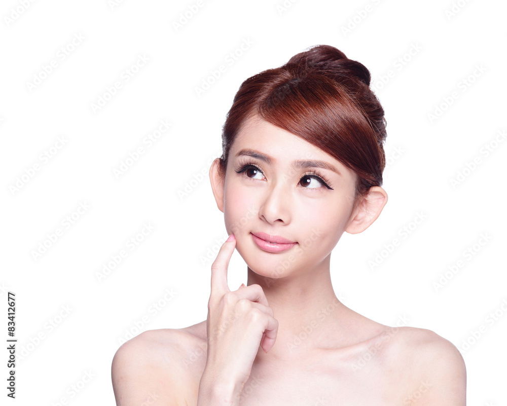 Young woman with health skin show