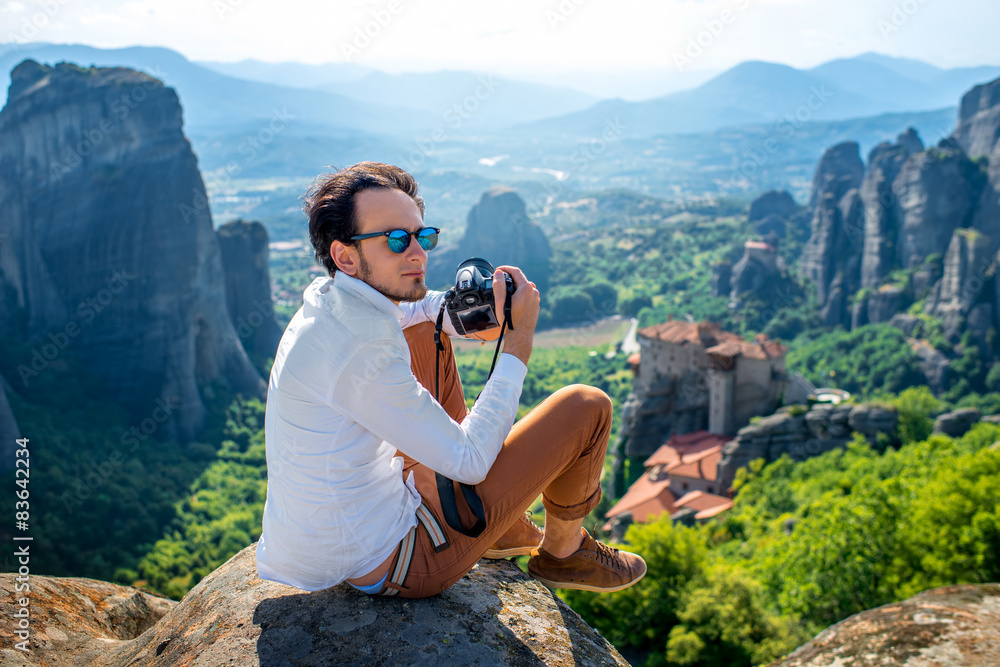 Professional photographer on the mountains