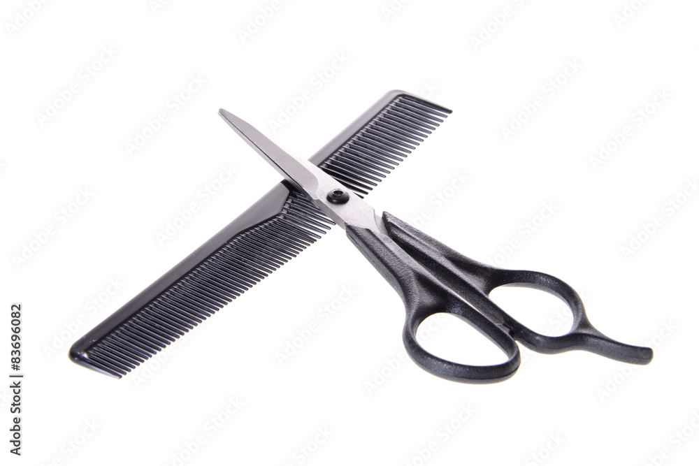 Comb and Scissors. Set Barber. Isolated