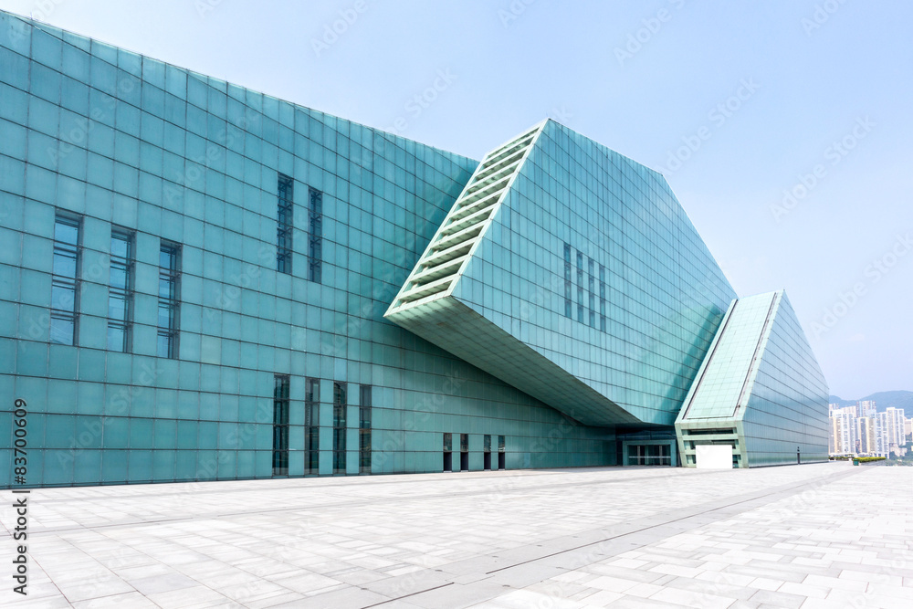 Empty floor in front of modern building