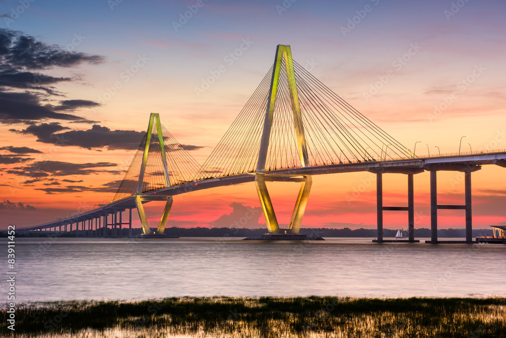 Charleston, South Carolina, USA at Arthur Ravenel Jr. Bridge.