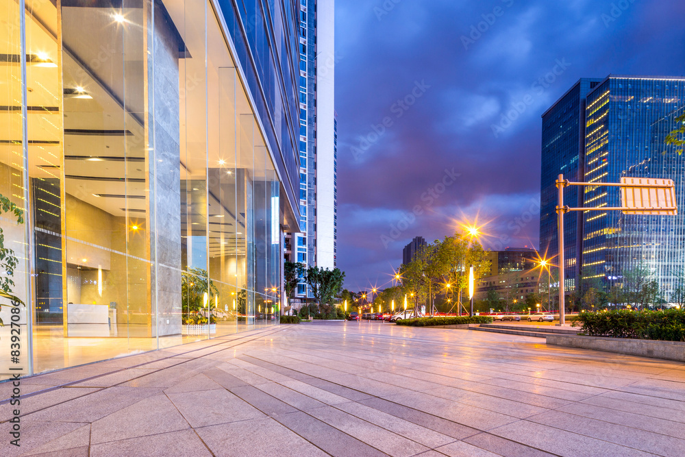 Empty road at building exterior