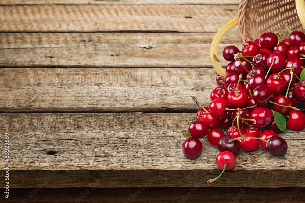 Cherry, Basket, Fruit.