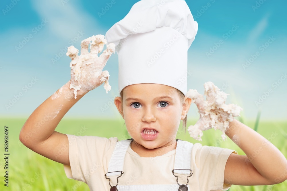 Child, making, cake.