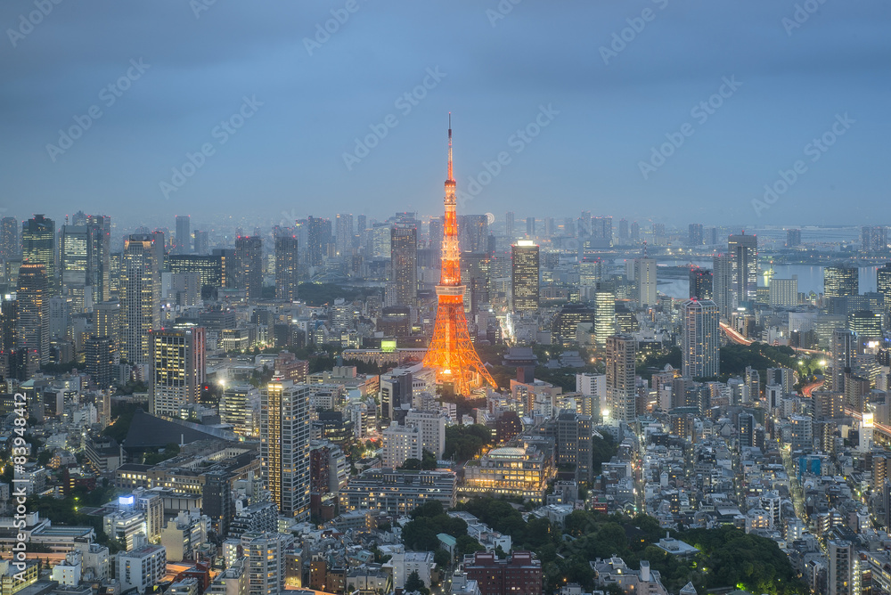 东京天际线景观，日本东京。