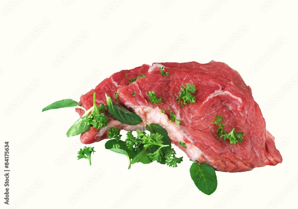 肉、牛排、生的。