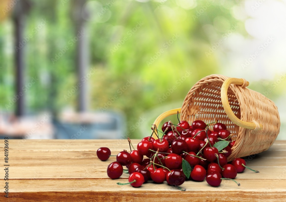 Cherry, Basket, Fruit.