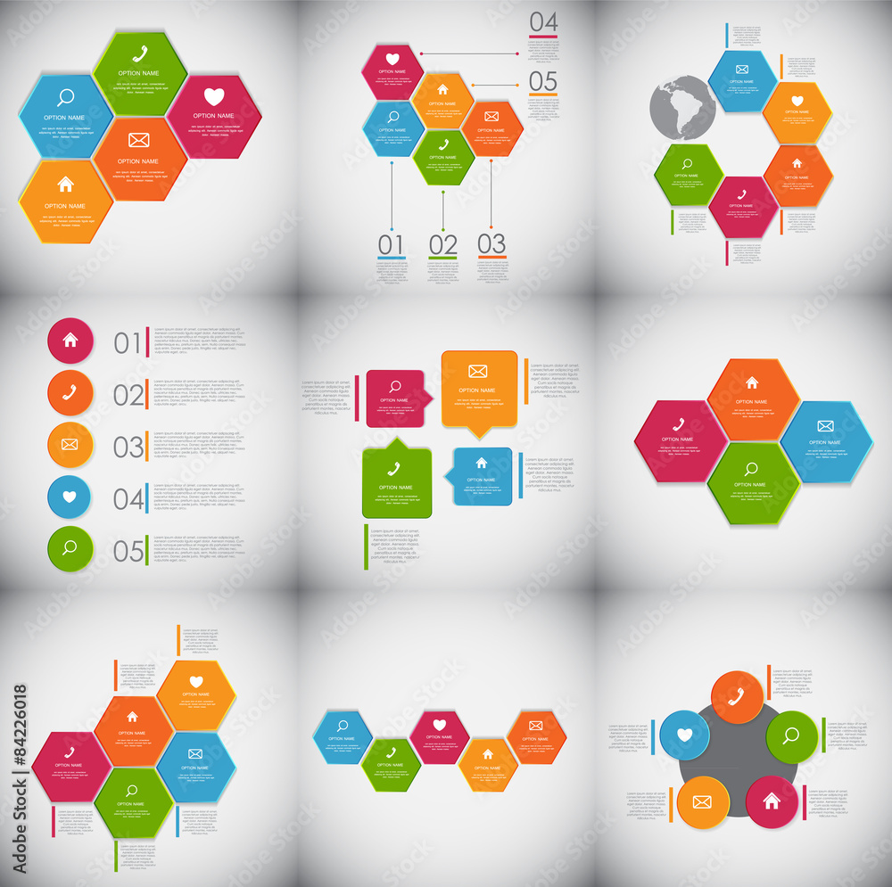 Collection of Infographic Templates for Business Vector Illustra