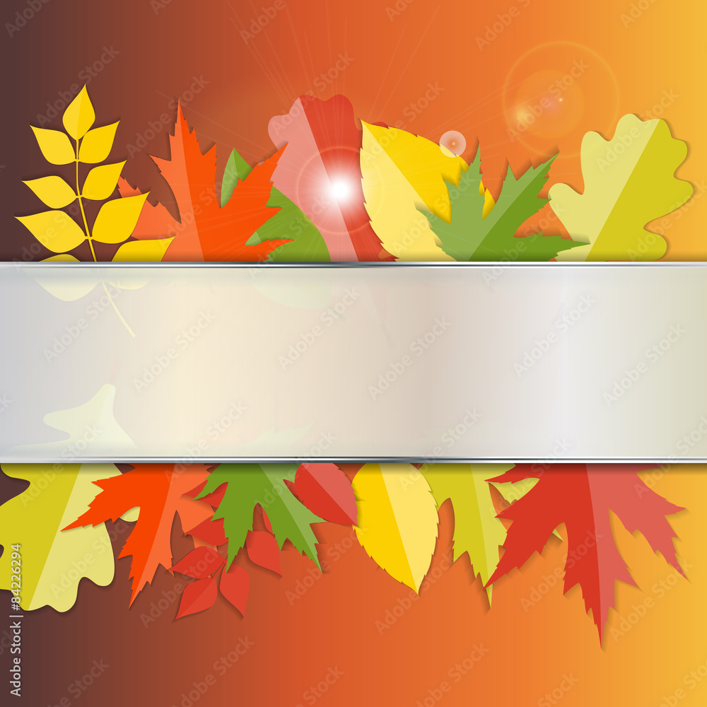 Shiny Autumn Natural Leaves Background. Vector Illustration