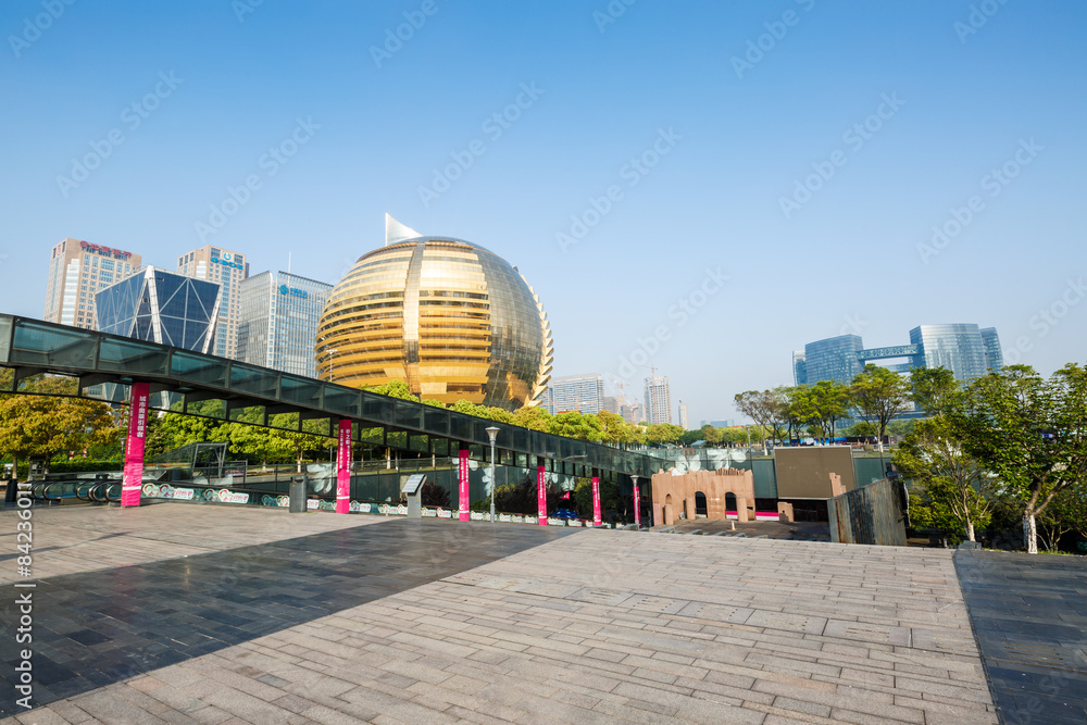 Hangzhou, China - on April 21, 2015：Hangzhou qianjiang new city scenery, Qianjiang new city is the c