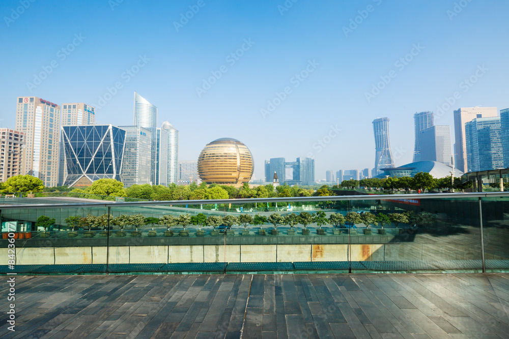 Hangzhou, China - on April 21, 2015：Hangzhou qianjiang new city scenery, Qianjiang new city is the c