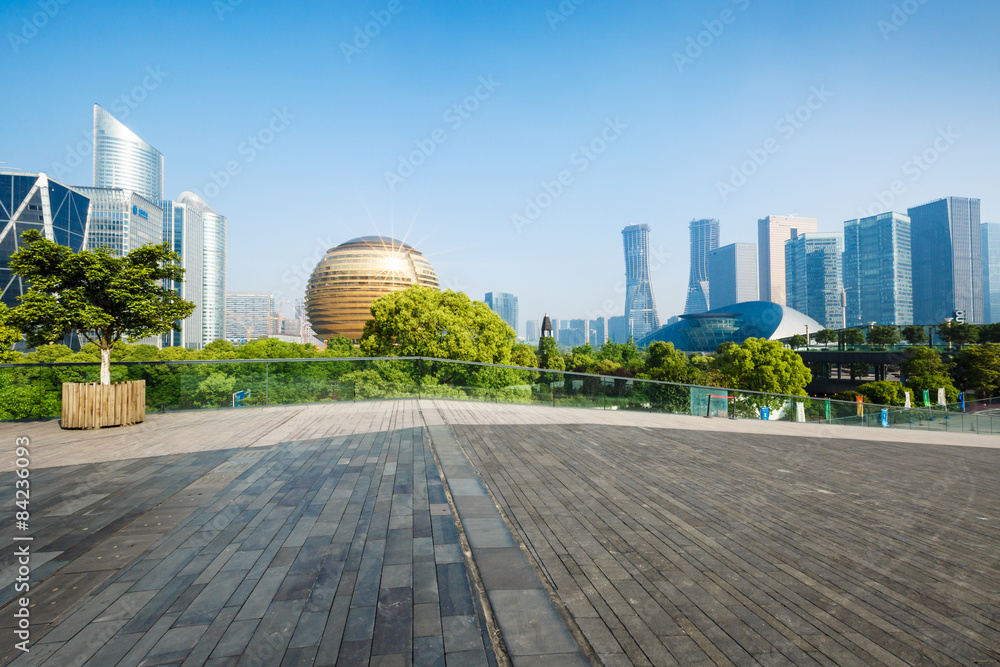 Hangzhou, China - on April 21, 2015：Hangzhou qianjiang new city scenery, Qianjiang new city is the c