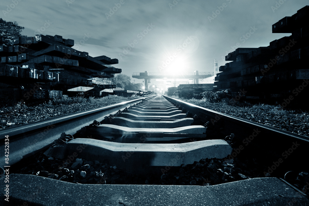 railroad in dusk