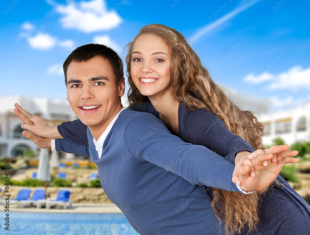 Beach, Heterosexual Couple, Cheerful.