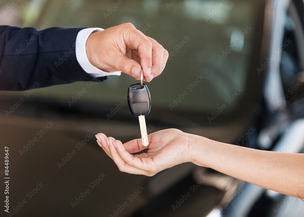 Car, dealership, handshake.