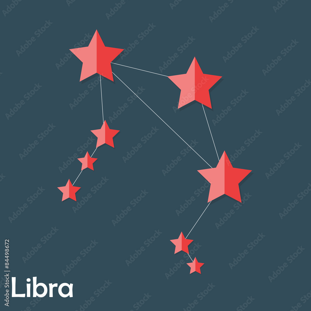 Libra Zodiac Sign of the Beautiful Bright Stars Vector Illustrat