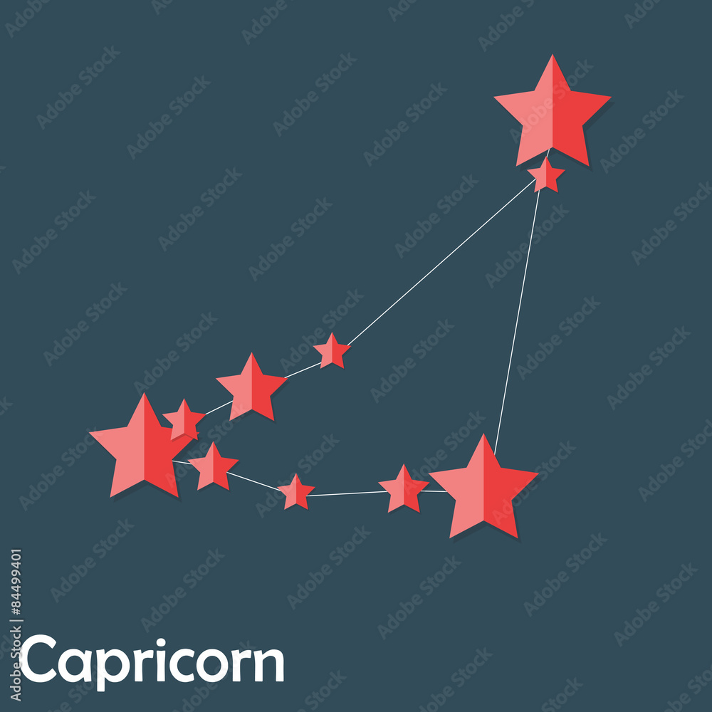 Capricorn Zodiac Sign of the Beautiful Bright Stars Vector Illus