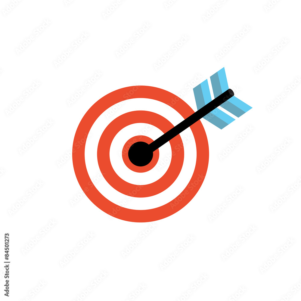 Line Icon with Flat Graphics Element of  Target Vector Illustrat