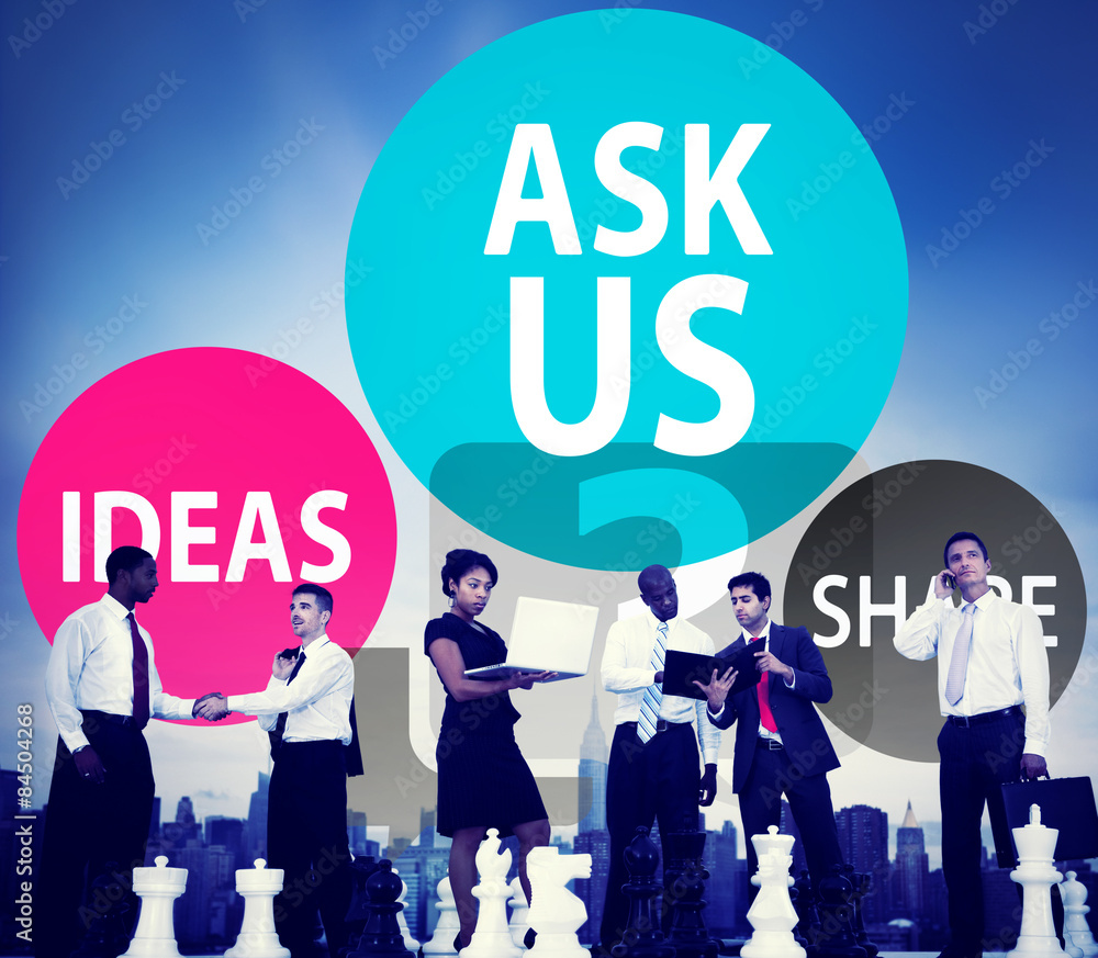 Ask us Customer Service Guidance Ideas Share Concept