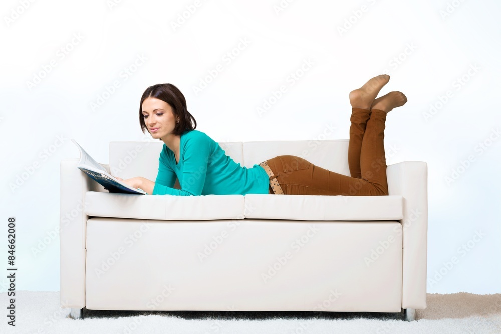 Sofa, Reading, Women.