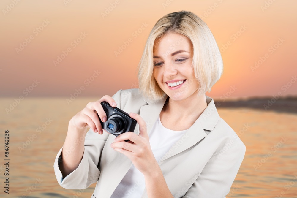 Photo, woman, camera.