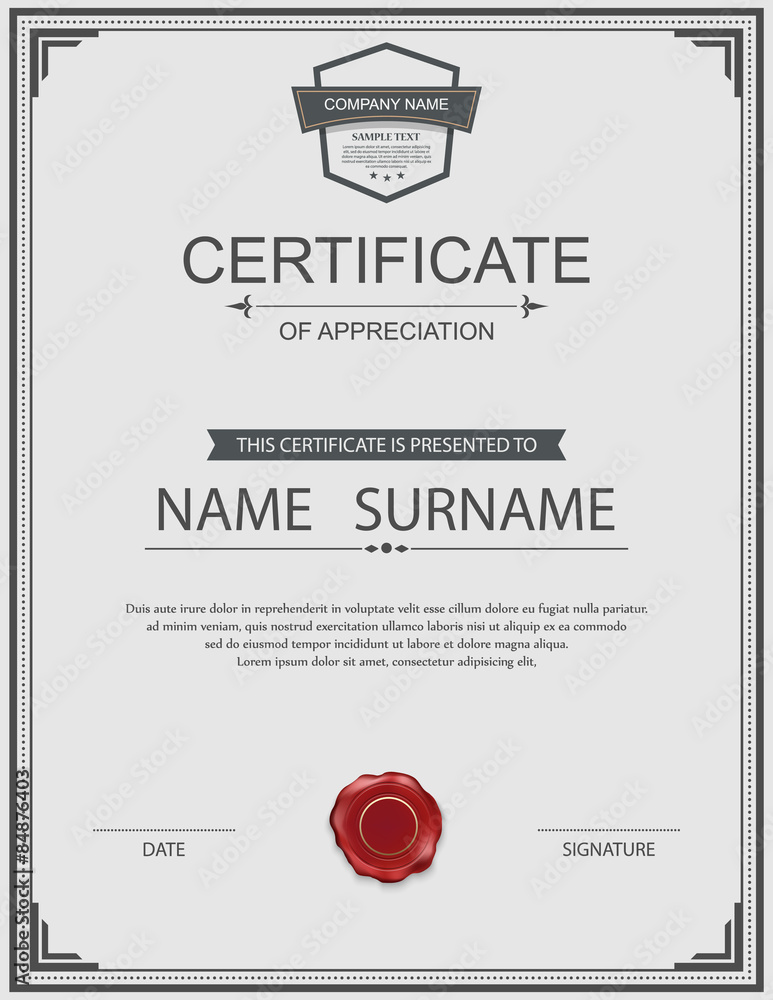 Vector certificate template.