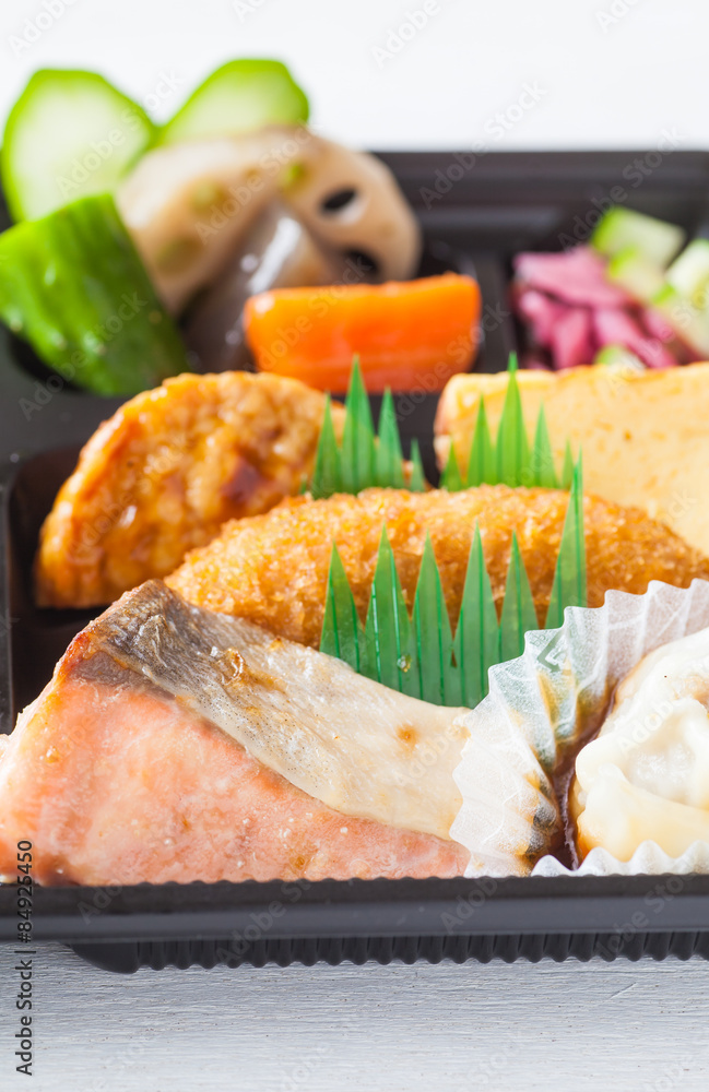 Traditional bento japanese cuisine a single-portion takeout or home-packed meal