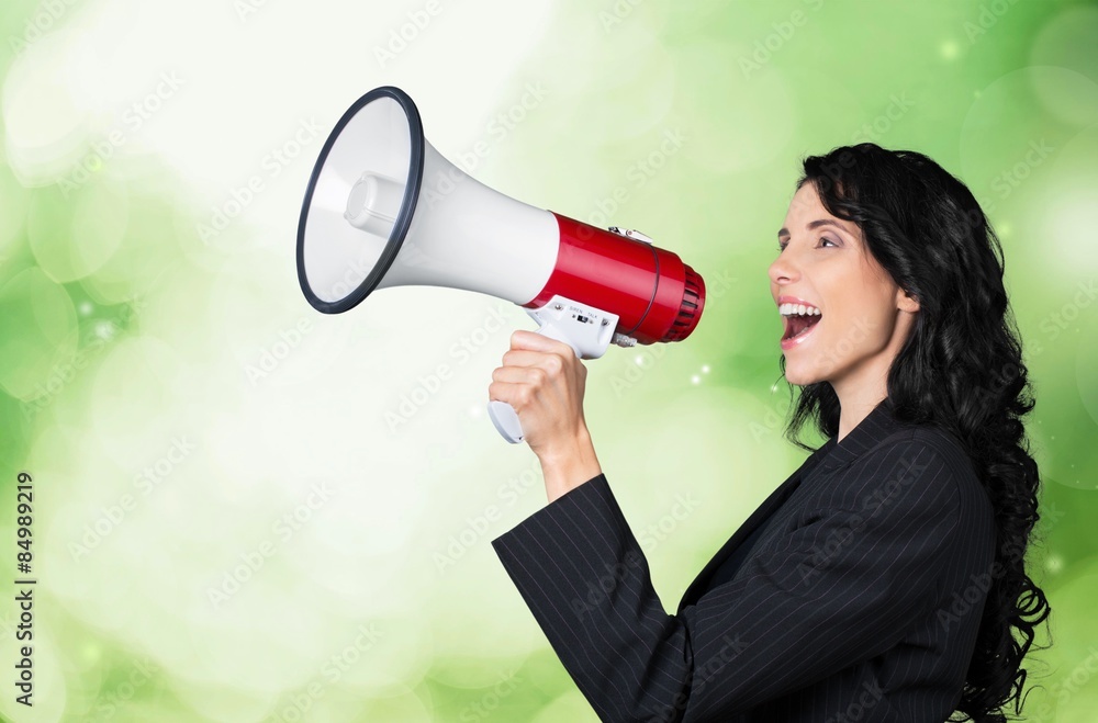 Megaphone, Shouting, Women.