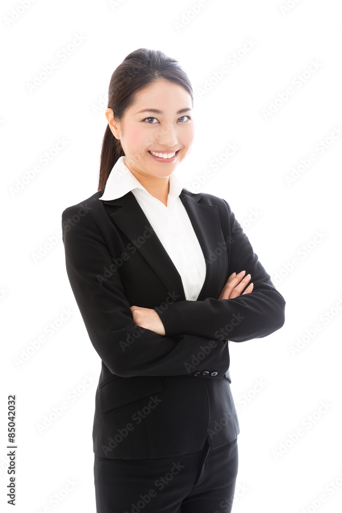 asian businesswoman on white background