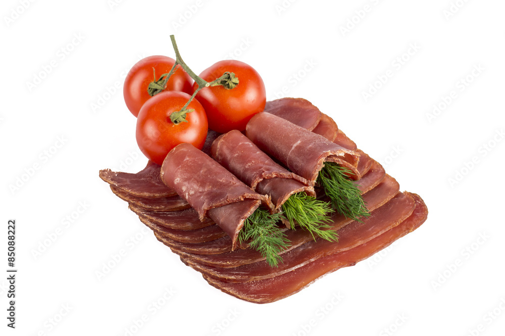 Dried Pork slices isolated