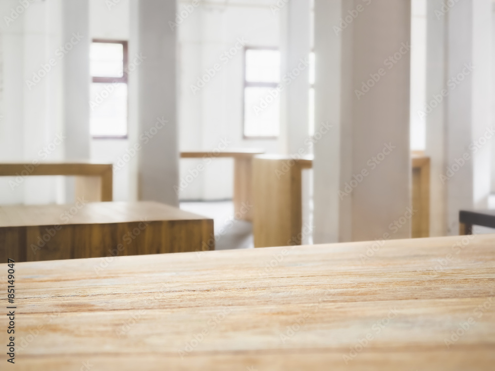 Table top counter bar with Interior Loft space background