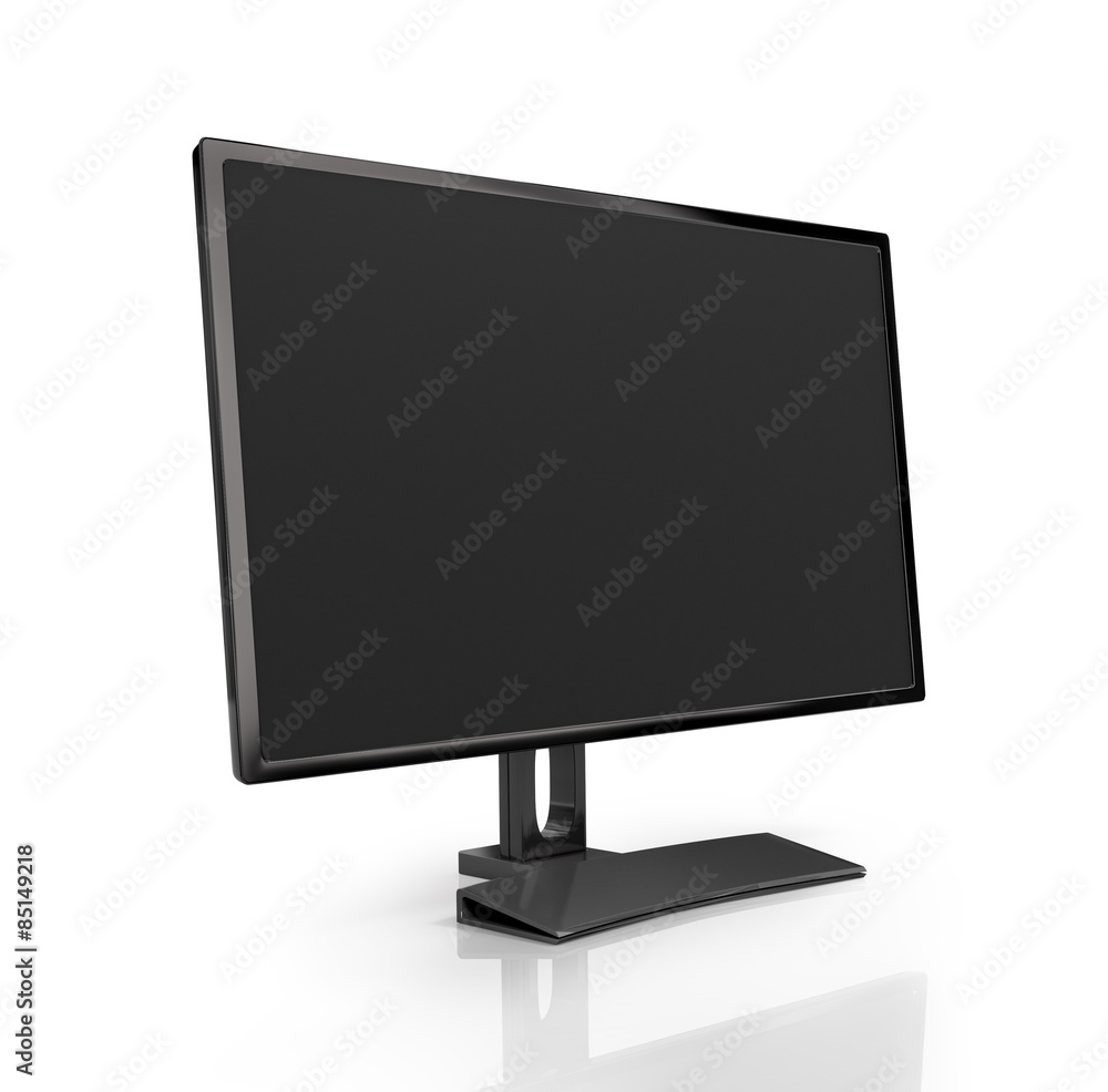 Сomputer display with black screen, isolated on white backgroun