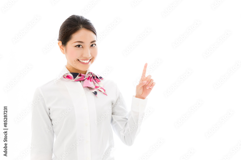 asian businesswoman on white background