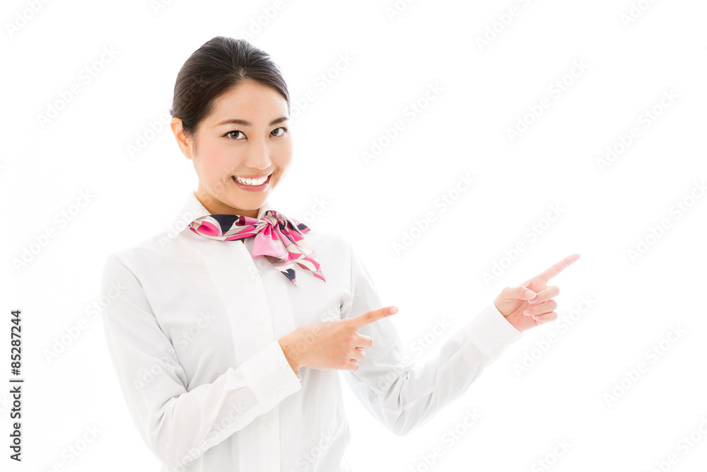 asian businesswoman on white background