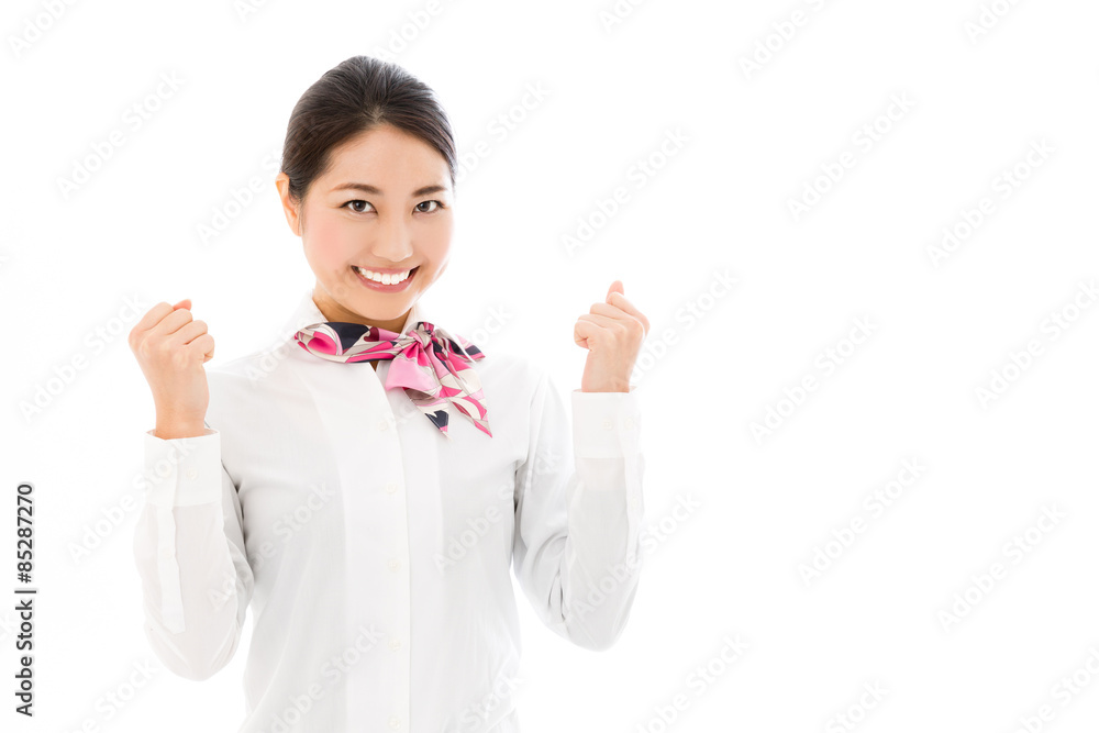 asian businesswoman on white background