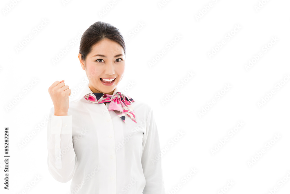 asian businesswoman on white background