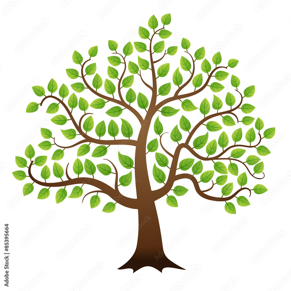 Vector green tree on white background