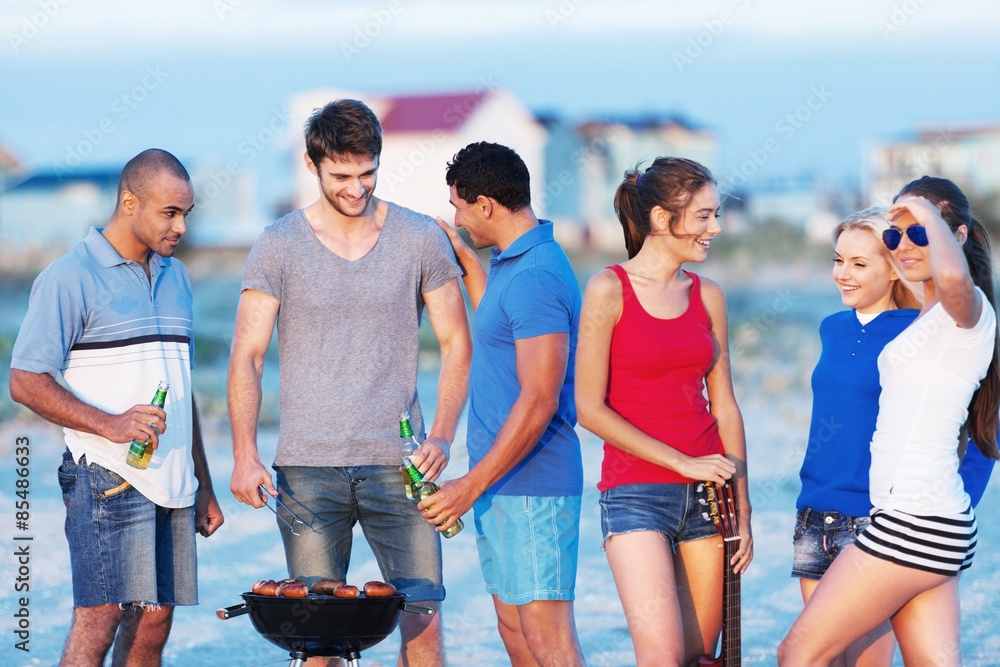 Bbq, beach, young.