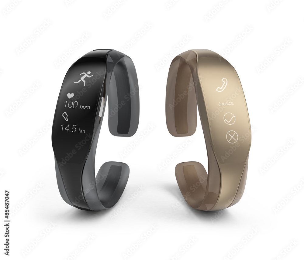 Stylish smart bands isolated on white background. 