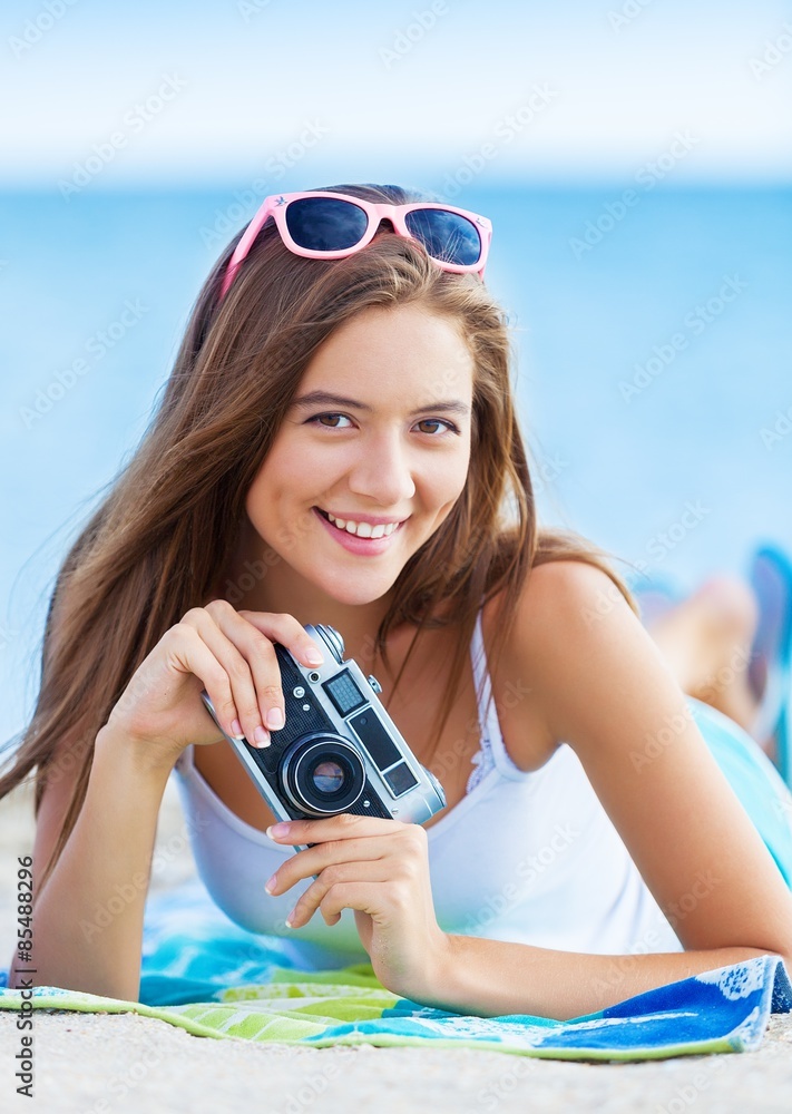 Beach, holiday, portrait.