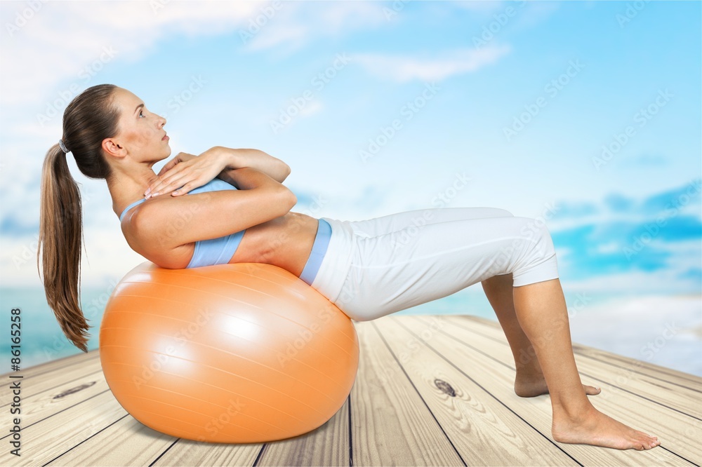 Pilates, Fitness Ball, Exercising.