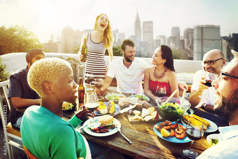 Diverse People Friends Hanging Out Drinking Concept