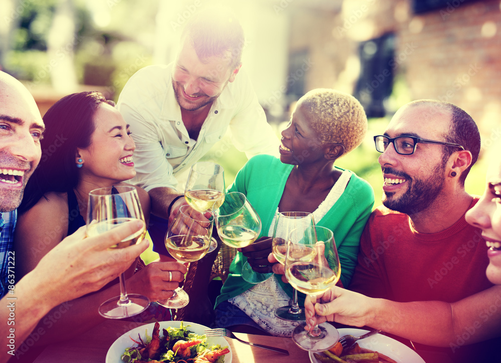 Diverse People Friends Hanging Out Drinking Concept